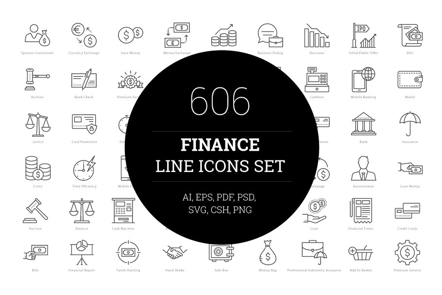 金融主推的线型图标 606 Finance Line Ico