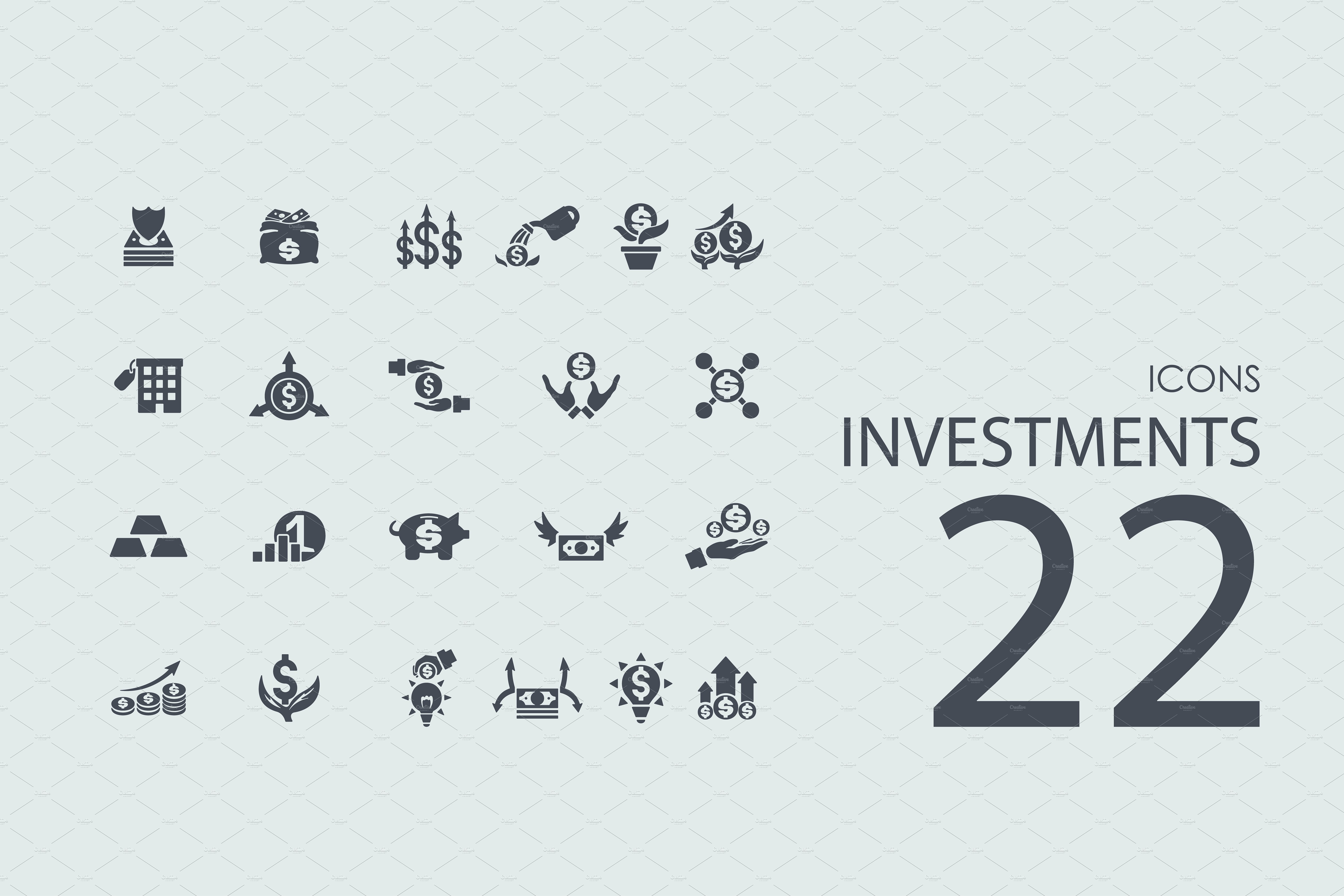 投资主题的图标套装 22 Investments icons