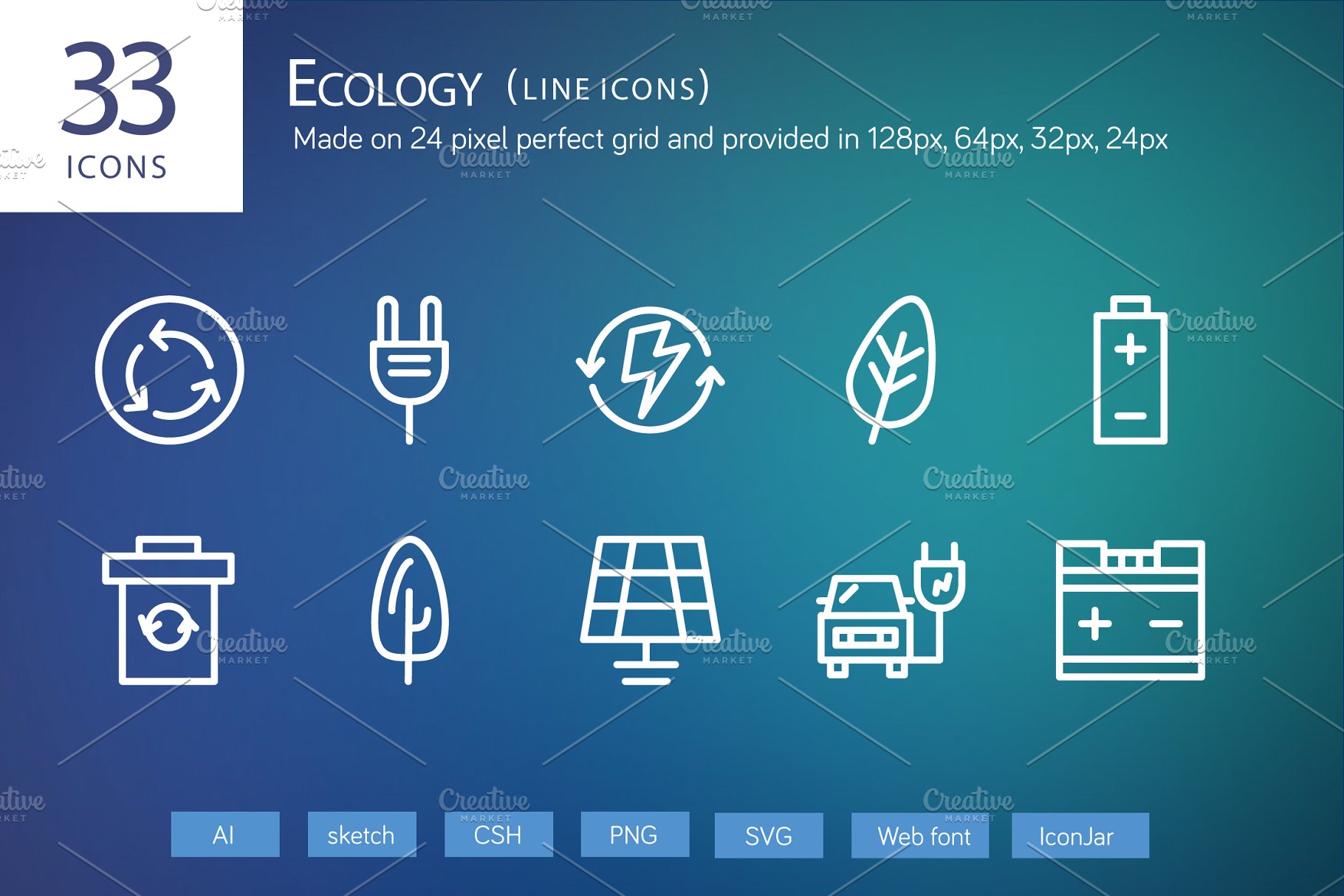 绿色环保能源主题的线型图标Ecology Line Icon