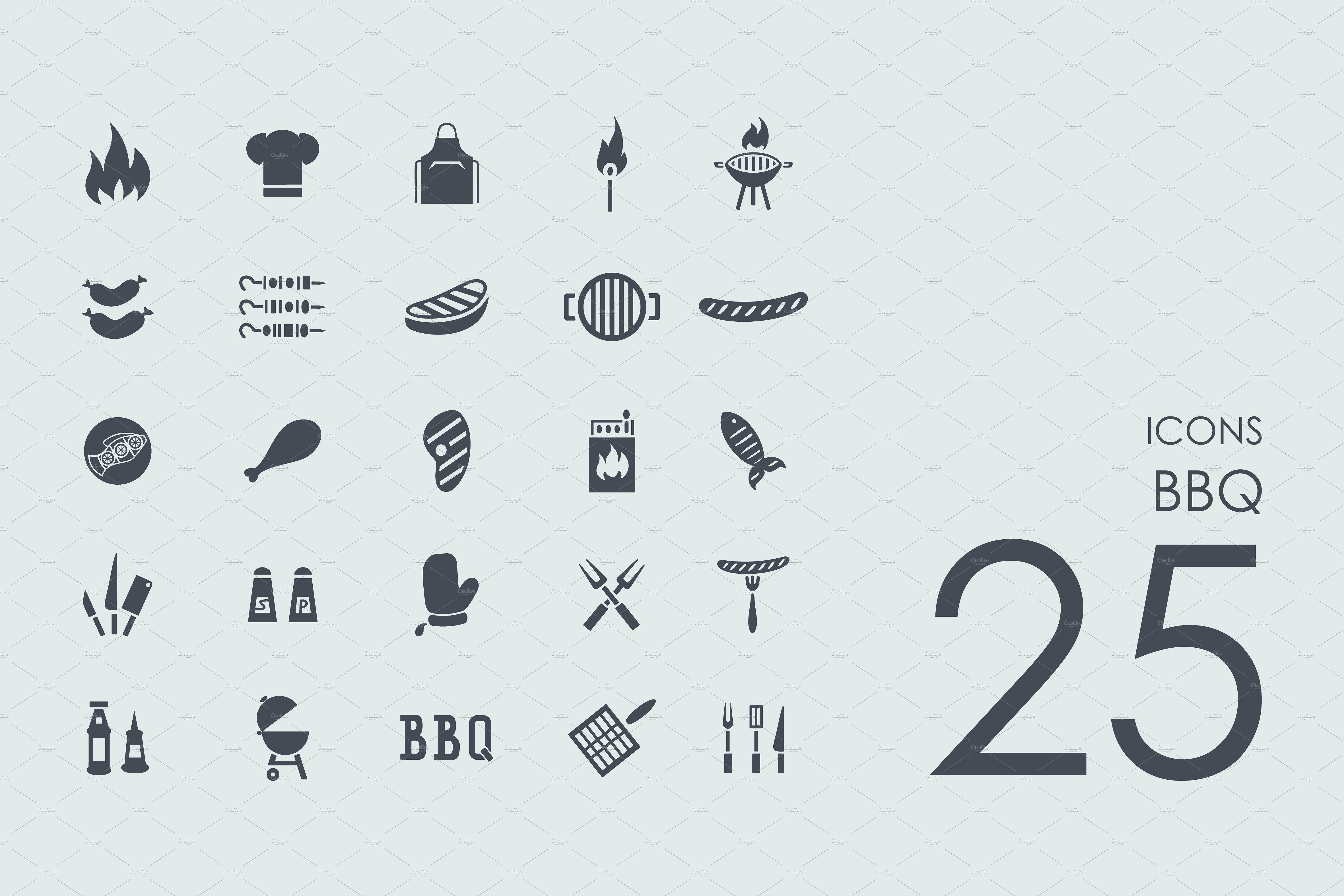 BBQ烧烤主题图标套装 25 BBQ icons #9119
