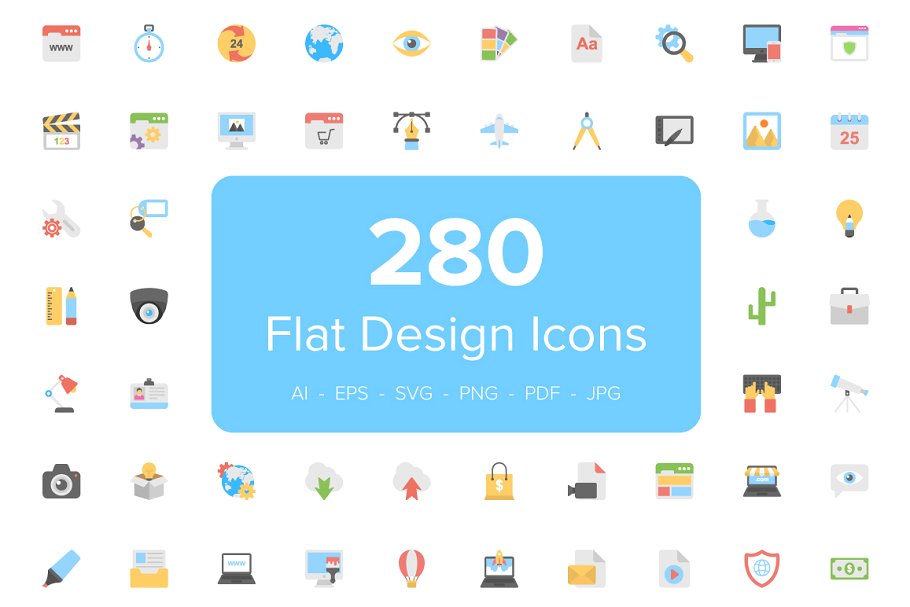 美丽的扁平化图标 280 Flat Design Icons