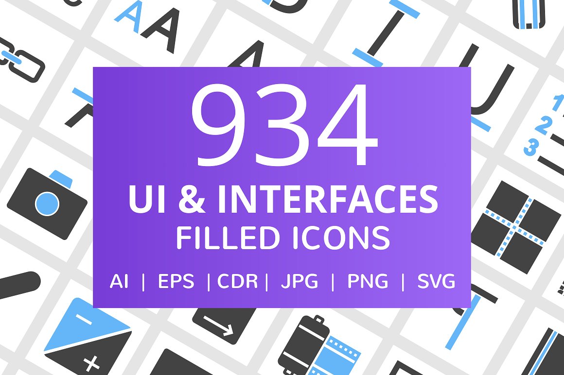 934个用户界面和界面填充图标合集包 UI & In