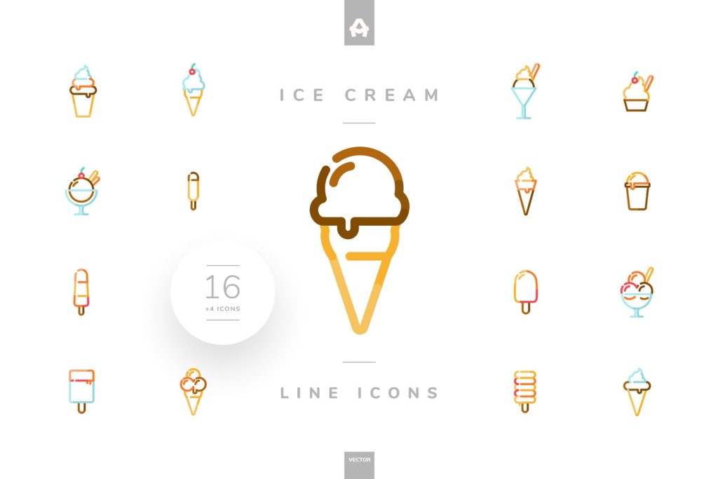 极简冰淇淋矢量图标打包下载Ice Cream Line #7