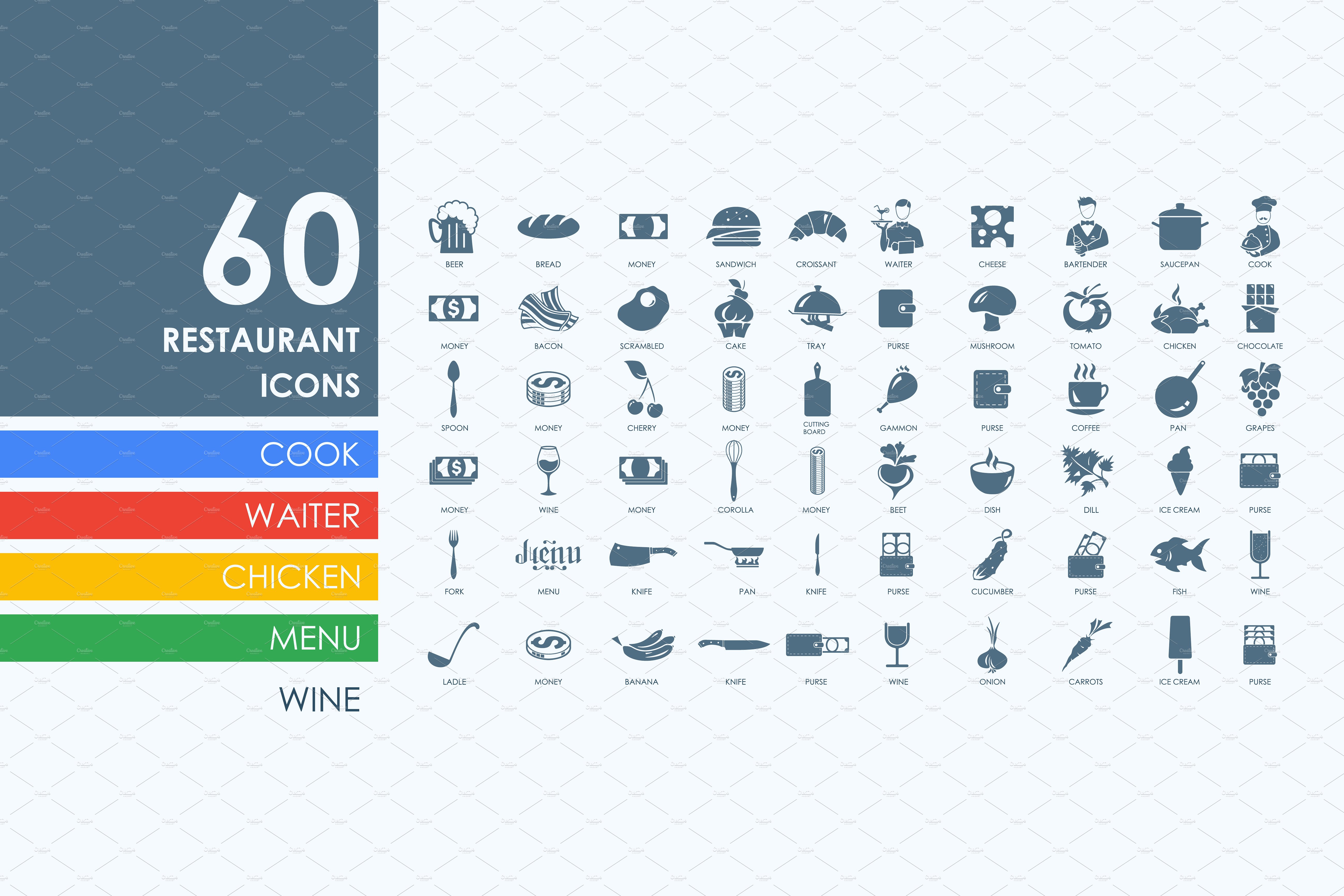 酒店常用的功能图标 60 restaurant icons