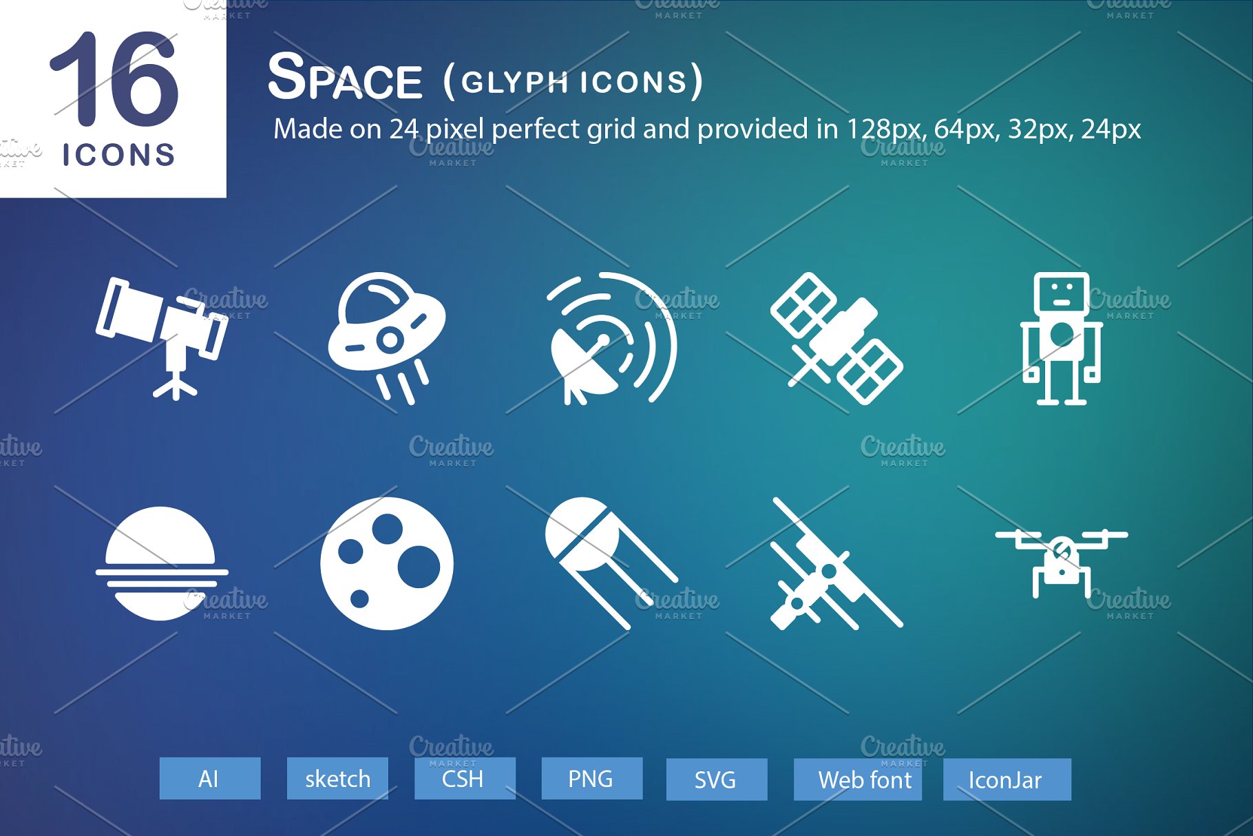 宇宙太空图标 16 Space Glyph Icons #9