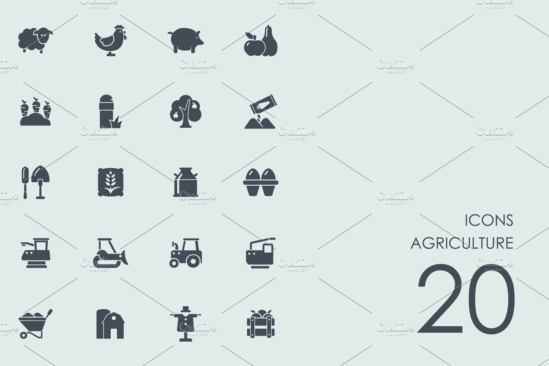 农场常用图标 Agriculture icons #9241