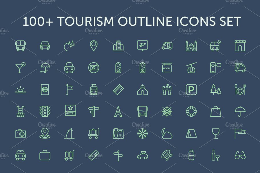 旅行图标 100 Tourism Outline Icon