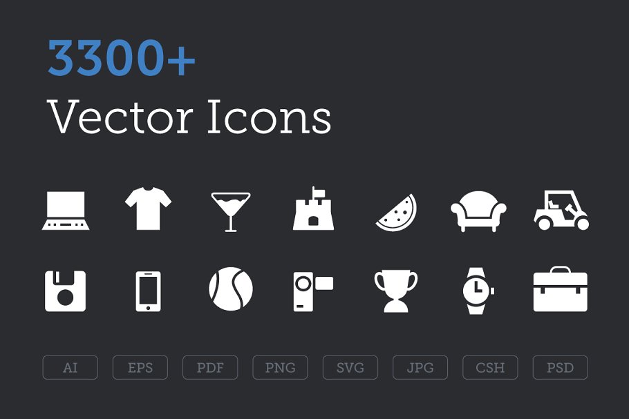 常用扁平化矢量图标合集 3300  Vector Icons