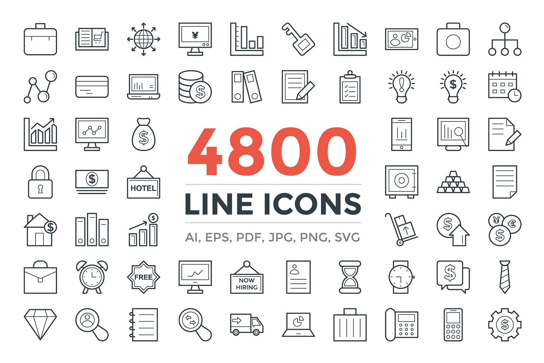 高品质的线型图标下载 4800 Line Icons Pac