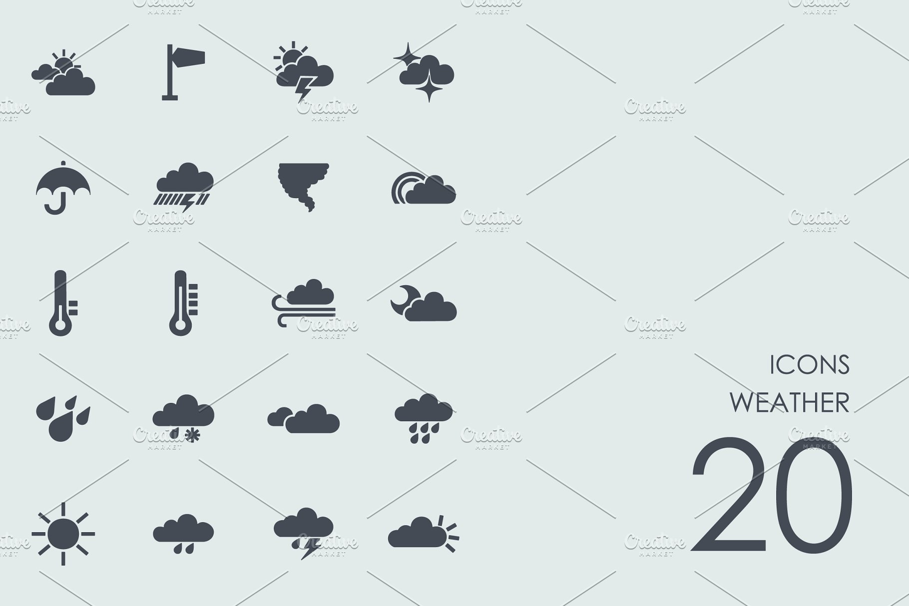 扁平化天气图标套装 Weather icons #91561