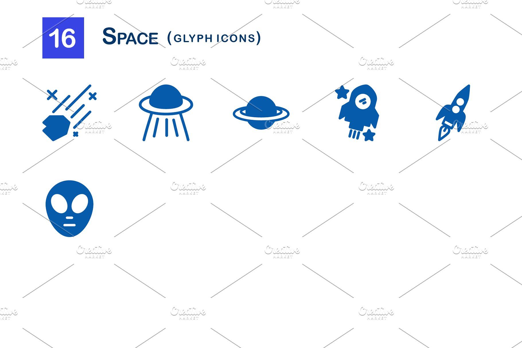 宇宙太空图标 16 Space Glyph Icons #9