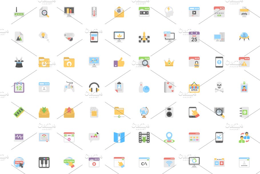 美丽的扁平化图标 280 Flat Design Icons