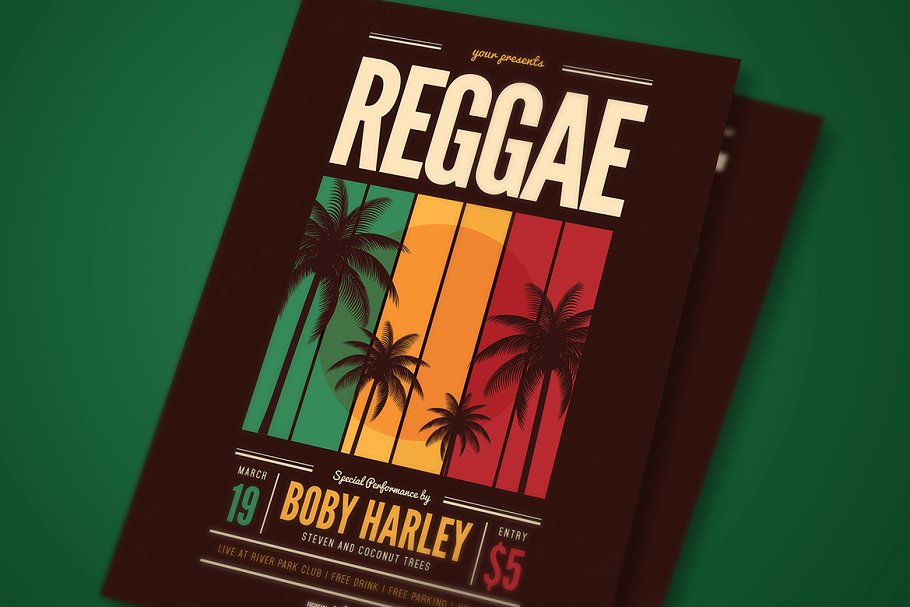 雷鬼音乐派对传单海报模板 Reggae Music Part