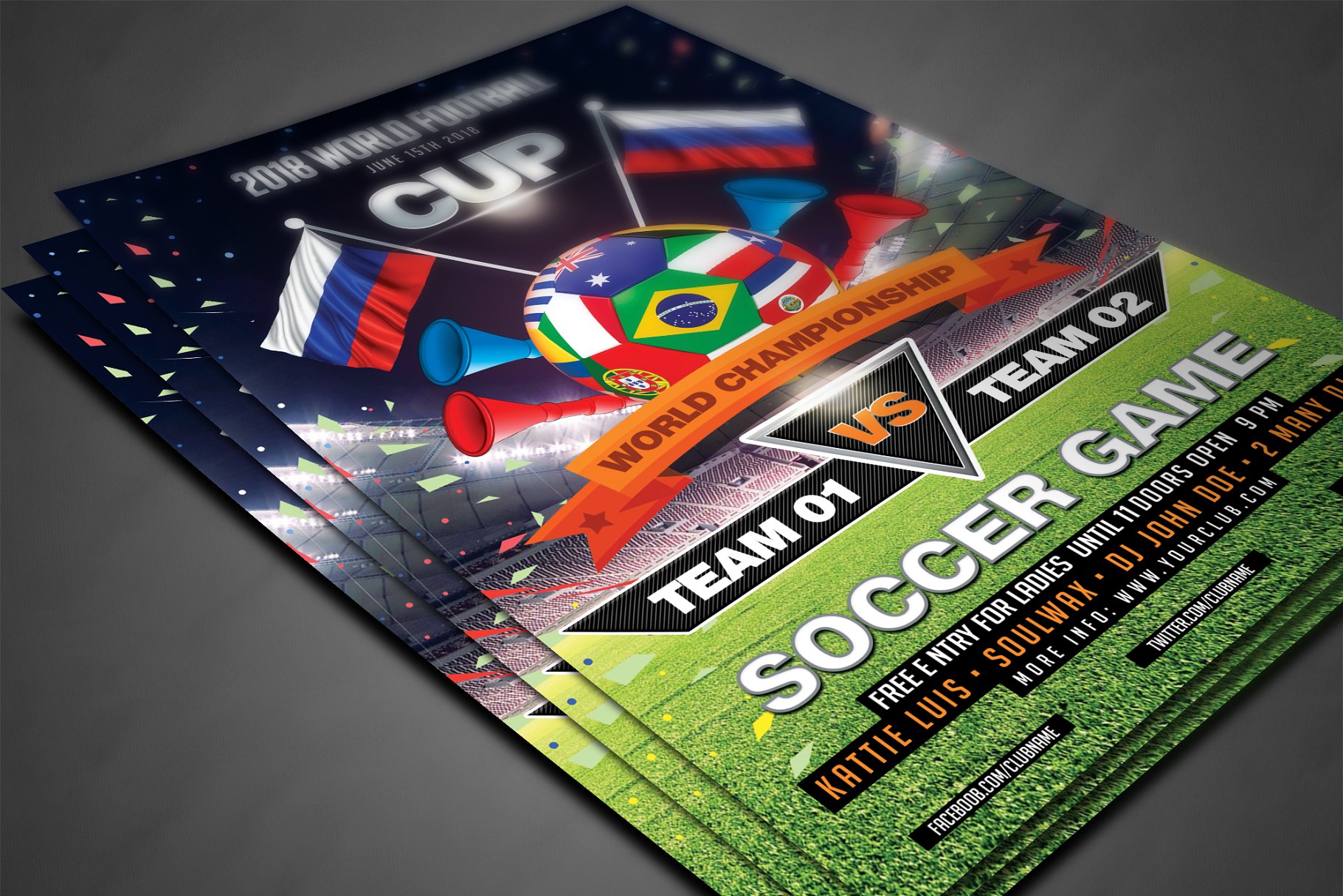 足球世界杯海报模板 Soccer World Champio