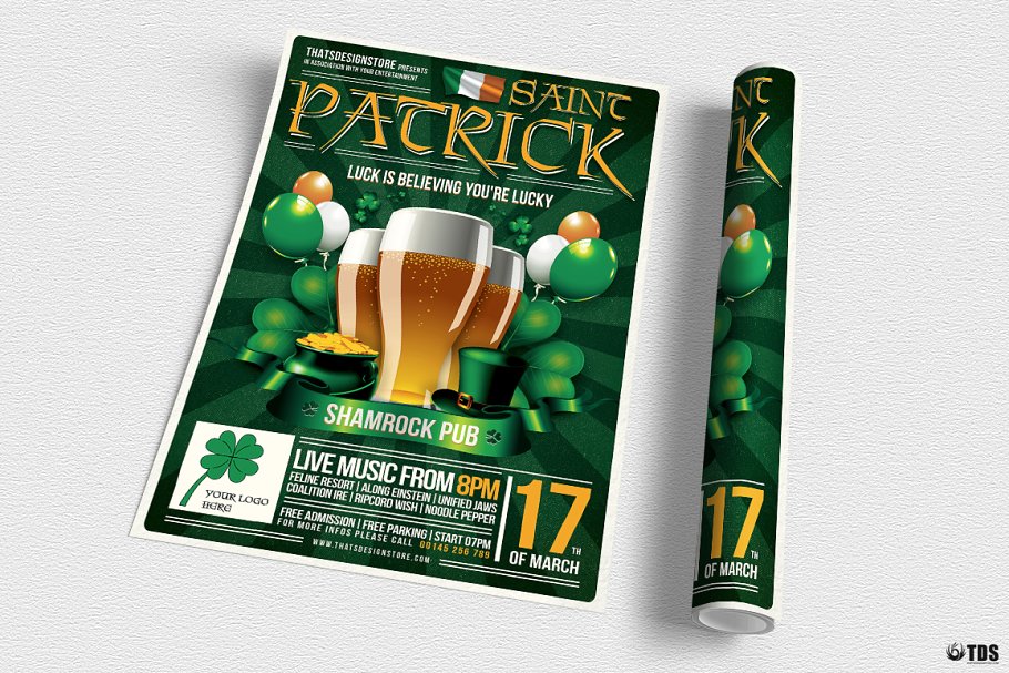 圣帕特里克节传单海报模板 Saint Patricks Da