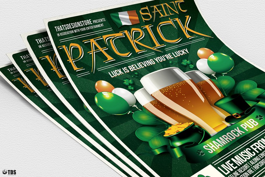 圣帕特里克节传单海报模板 Saint Patricks Da