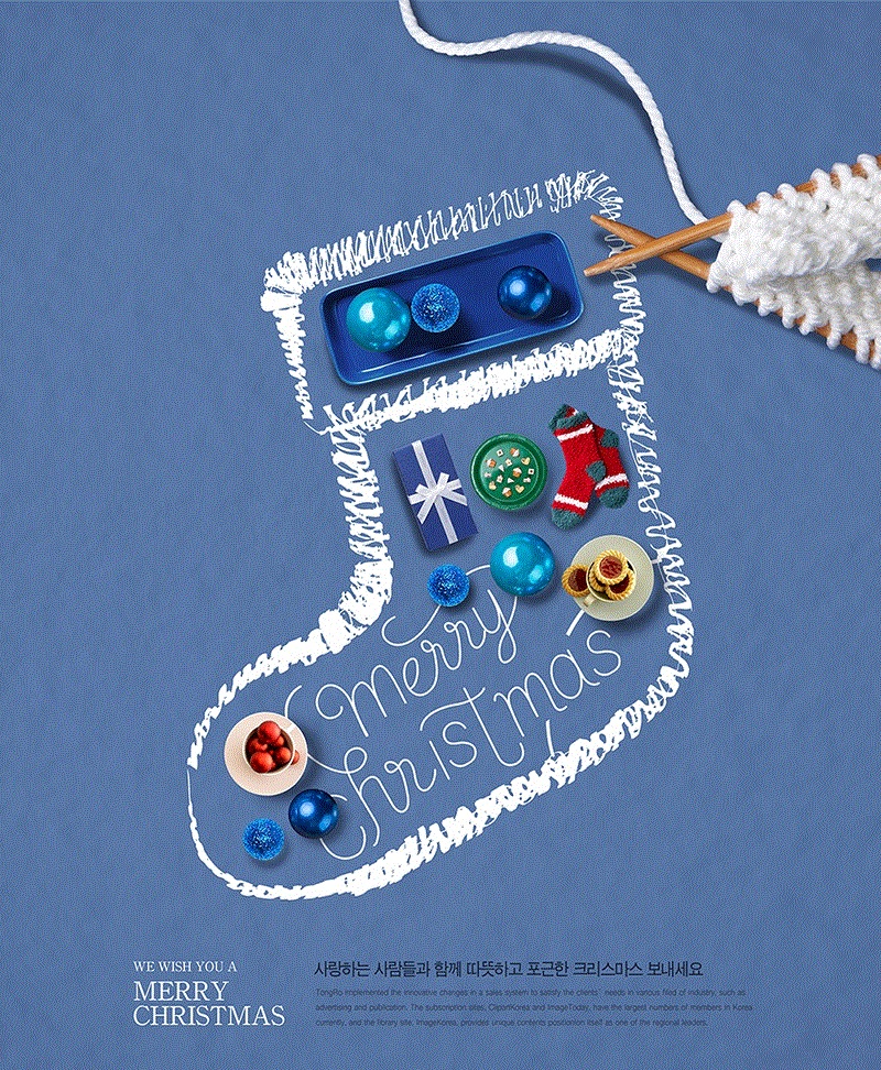 创意雪人圣诞树铃铛手套袜子广告海报 #318622