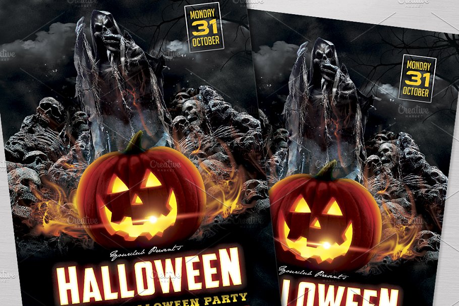 恐怖的万圣节海报模板 Halloween Party #89