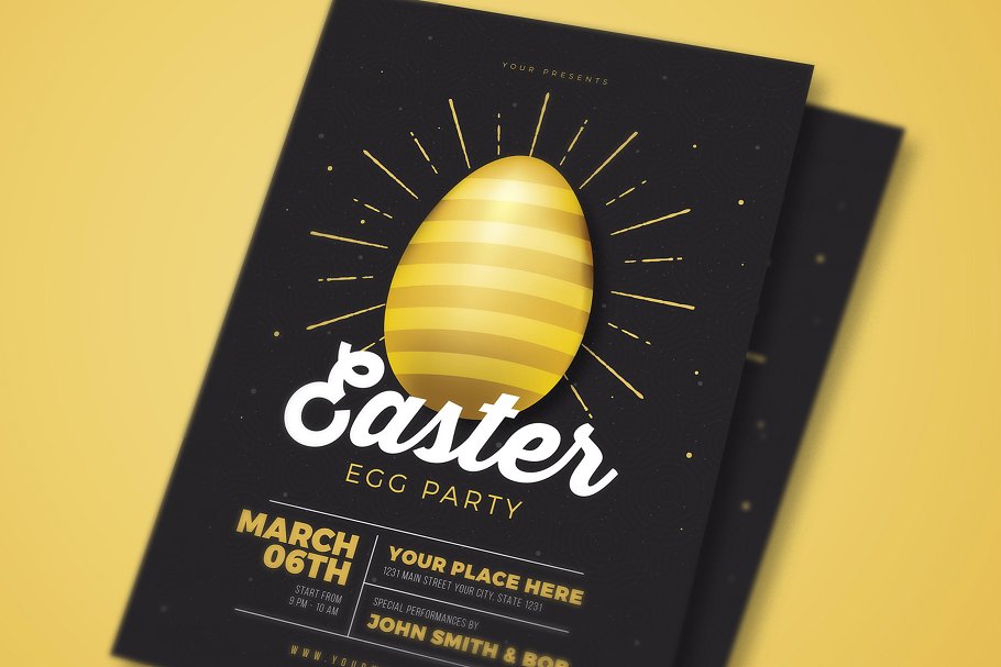 复活节黄金派对海报传单 Easter Gold Party
