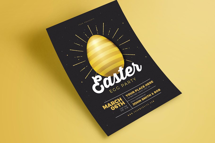 复活节黄金派对海报传单 Easter Gold Party