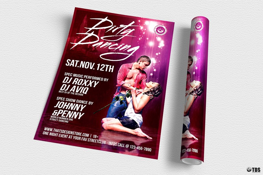 舞蹈宣传海报模板 Dirty Dancing Flyer #