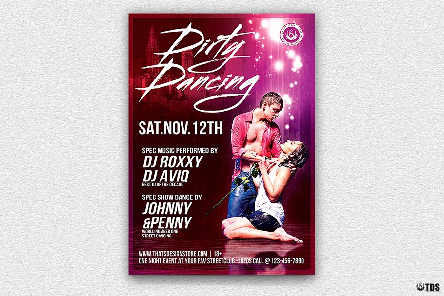 舞蹈宣传海报模板 Dirty Dancing Flyer #