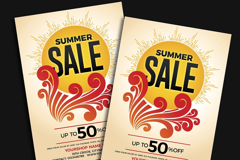 夏天折扣海报模板 Summer Sale Flyer Tem