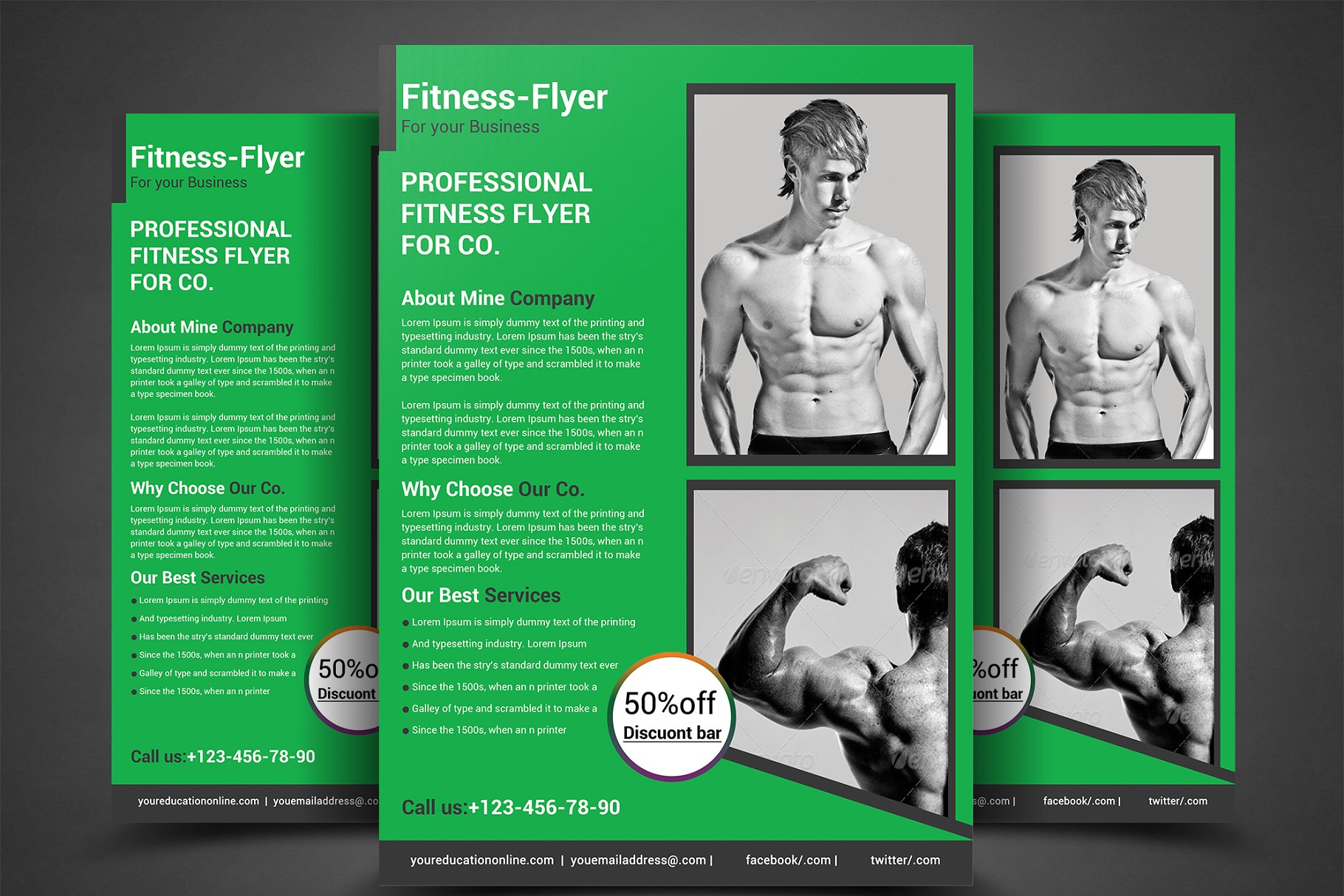 大气的健身海报模板 Fitness Flyer – Gym