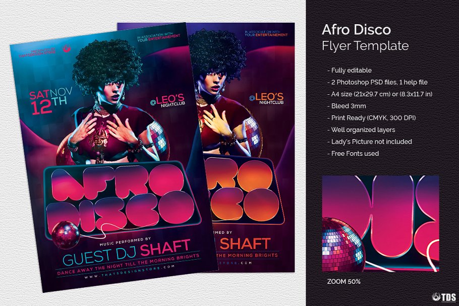 摇滚流行音乐海报模版 Afro Disco Flyer #