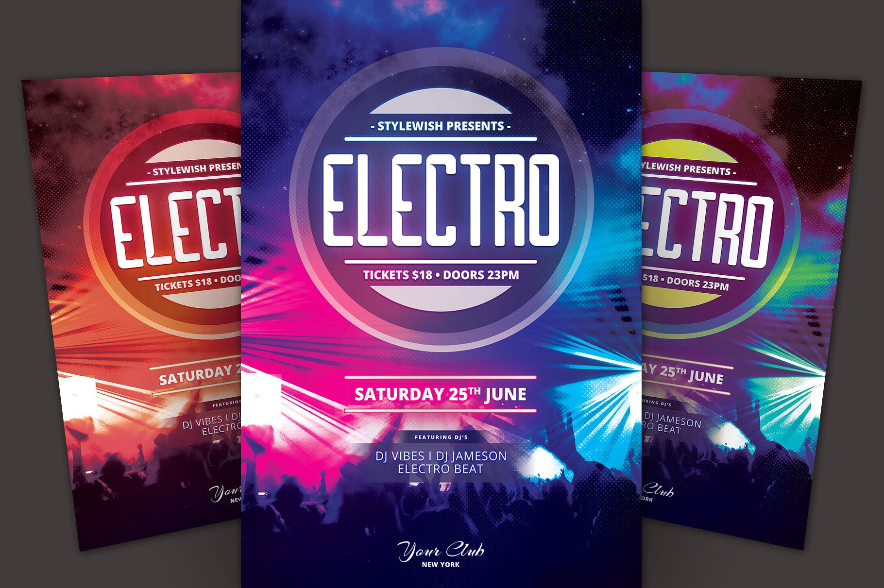 电子音乐海报模版 Electro Flyer Templat