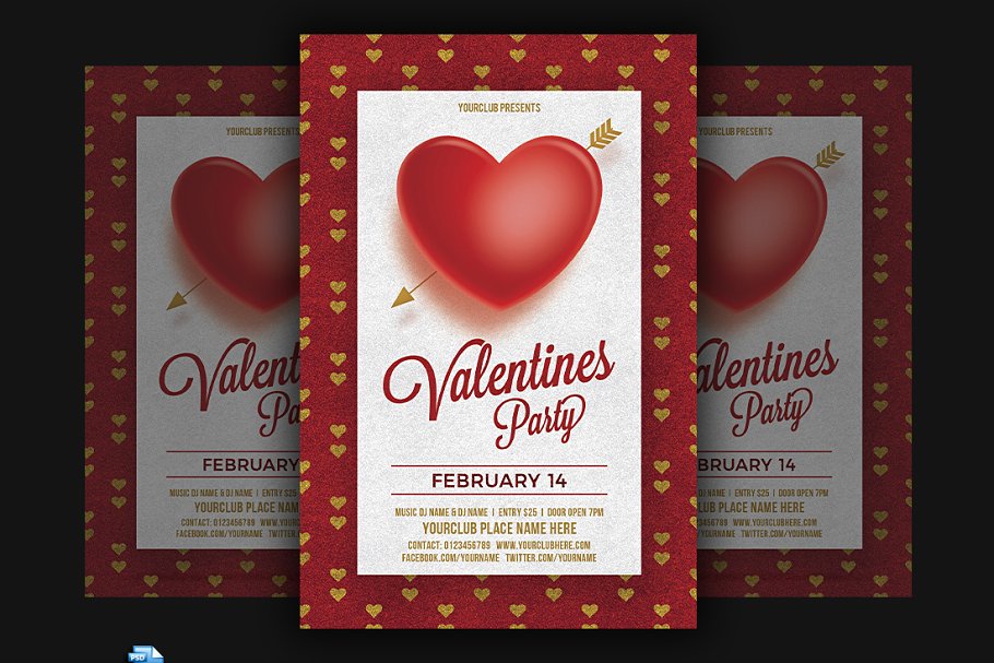 情人节活动海报 Valentines Party Flyer