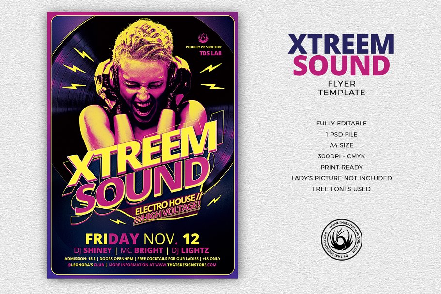 流行音乐演唱会海报模版 Xtreem Sound Flyer