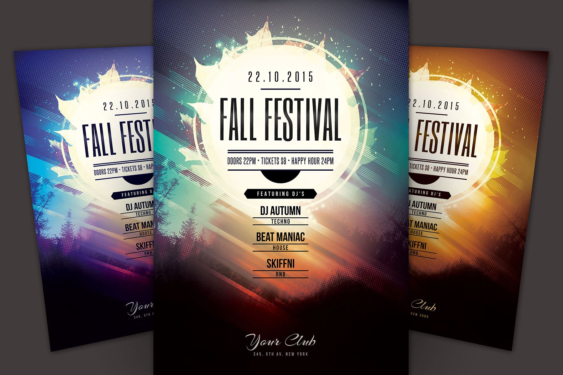 秋季节日传单模板 Fall Festival Flyer T