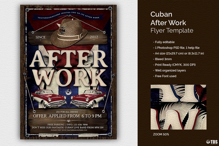 怀旧海报模板 Cuban After Work Flyer