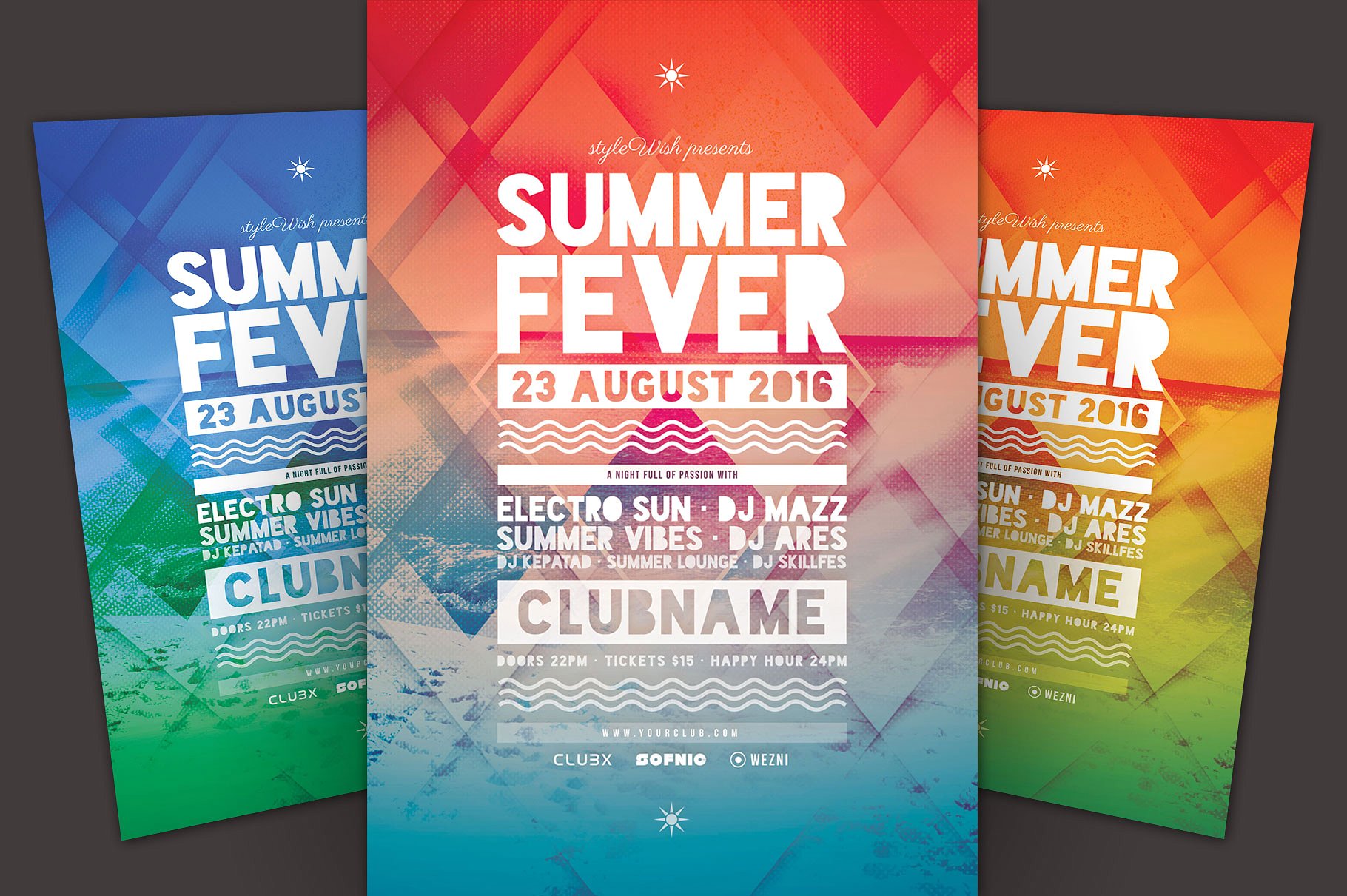 夏日海滩主题活动传单模板 Summer Fever Flye