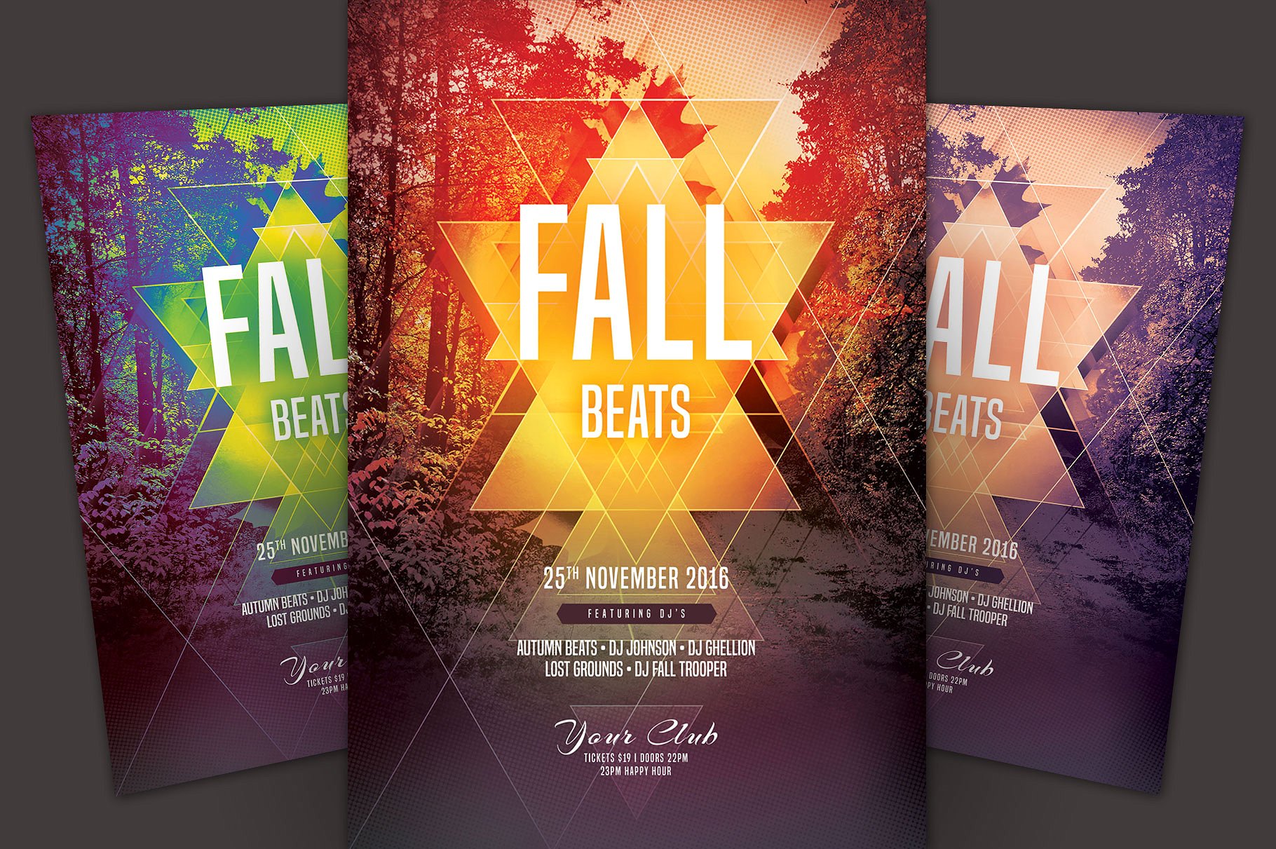 秋季主题海报模板 Fall Beats Flyer Temp