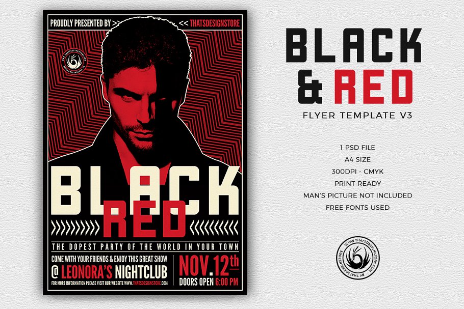 黑色和红色的传单PSD模板 V3 Black and Red