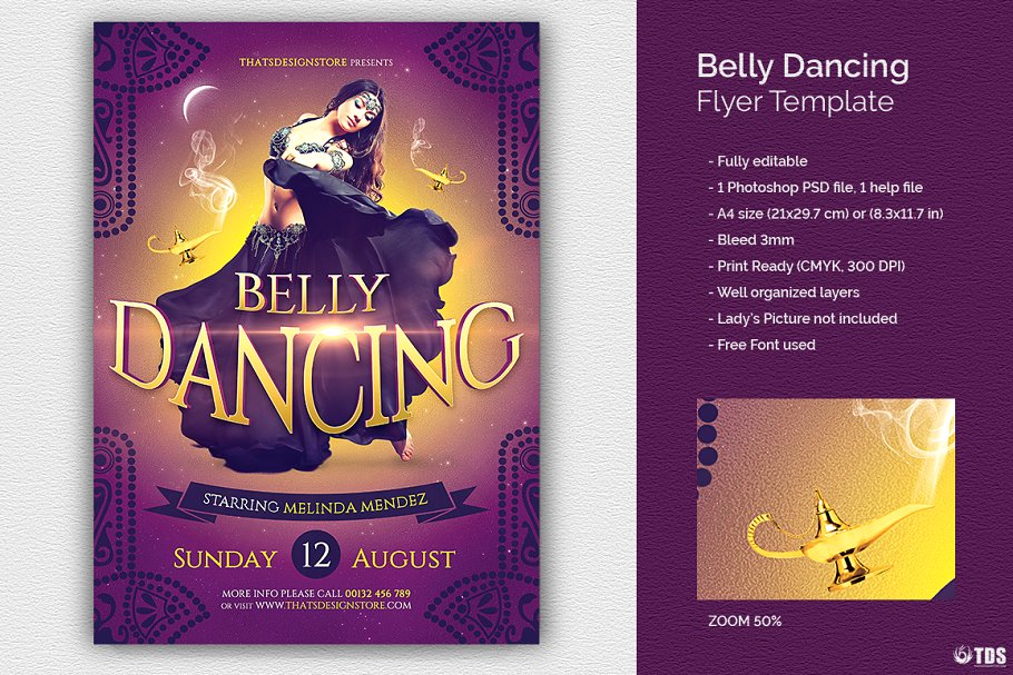 肚皮舞传单PSD模板 Belly Dancing Flyer