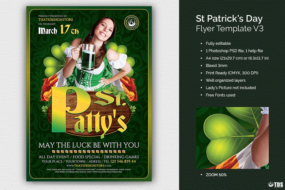 圣帕特里克节传单PSD V3 Saint Patricks