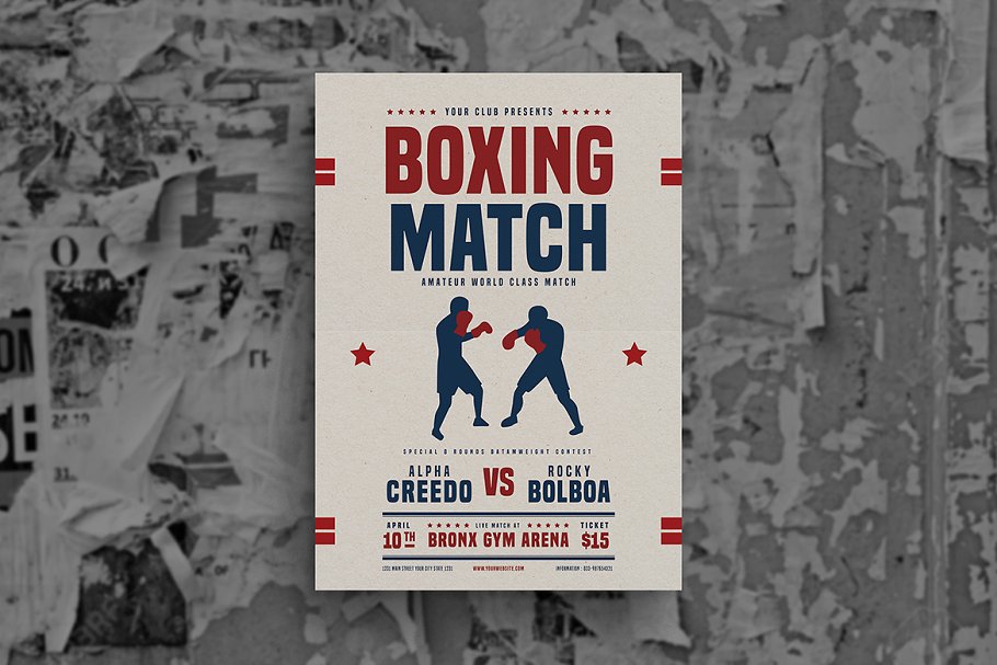 拳击比赛传单模板 Boxing Match Flyer #1