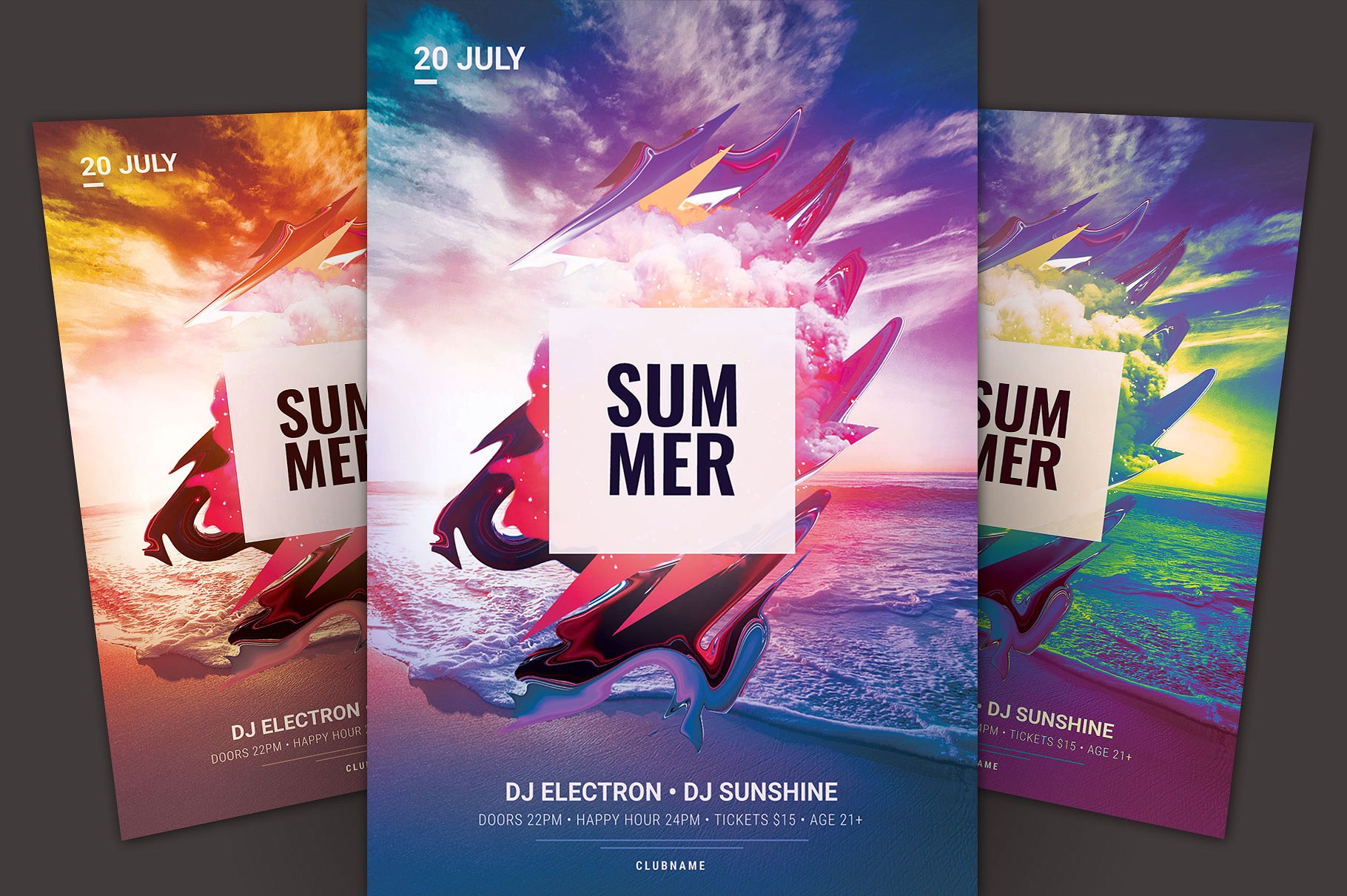 夏天海报模板 Summer Flyer Template #