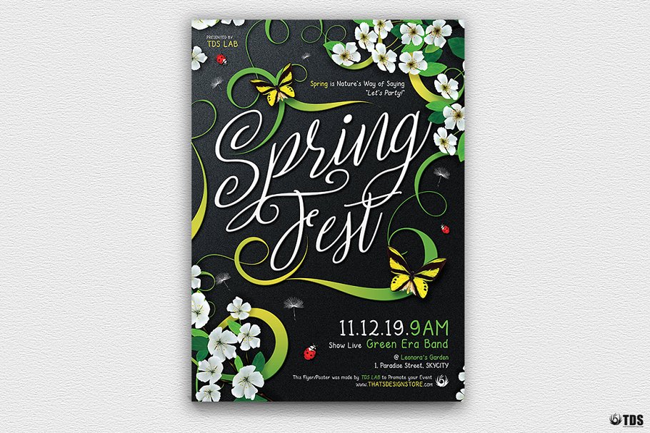 春节传单PSD模板 Spring Fest Flyer #1