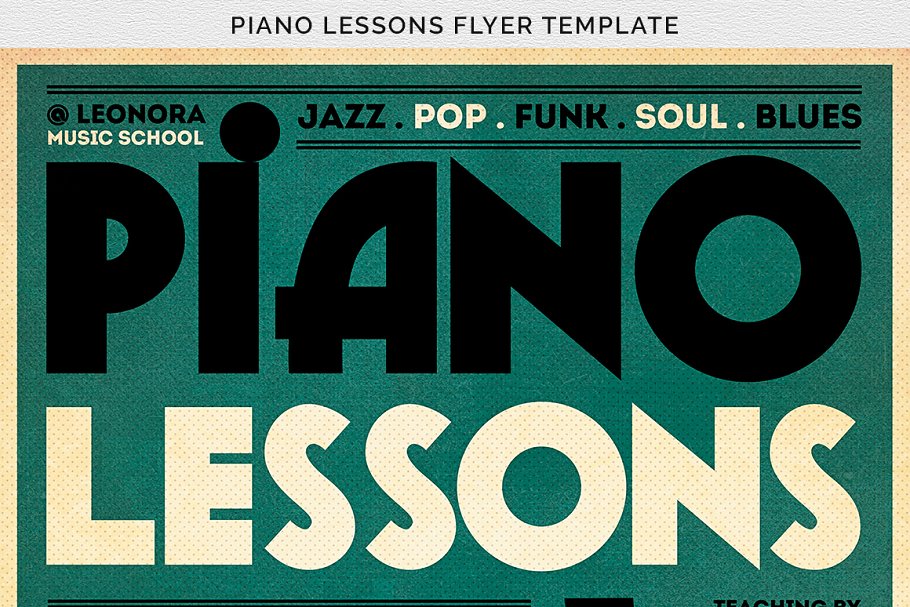 钢琴课程海报模板 Piano Lessons Flyer