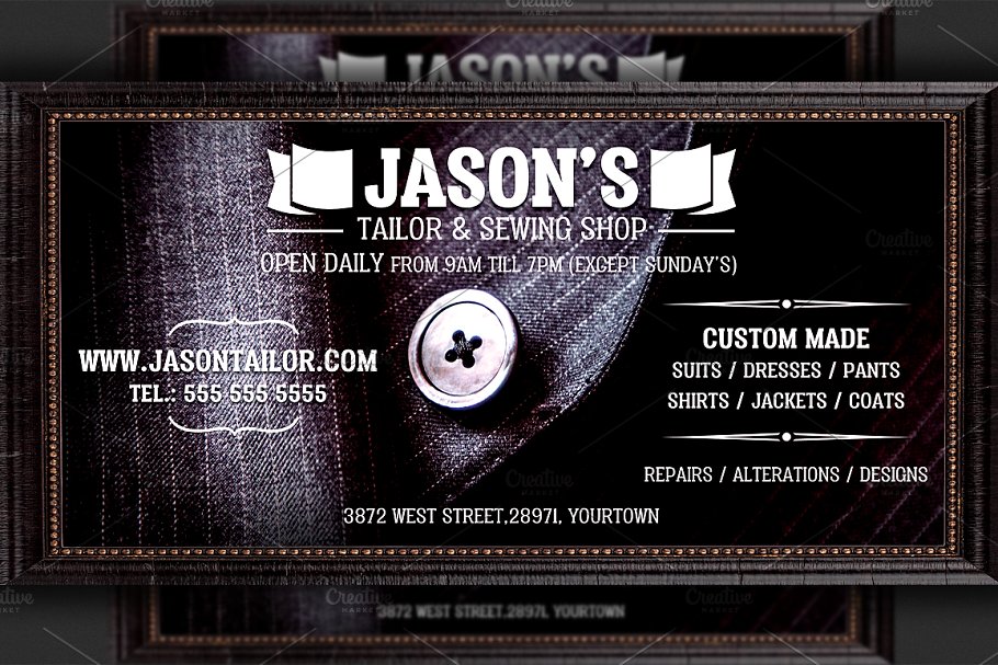 裁缝店服装海报模板 Tailor Shop Flyer Te