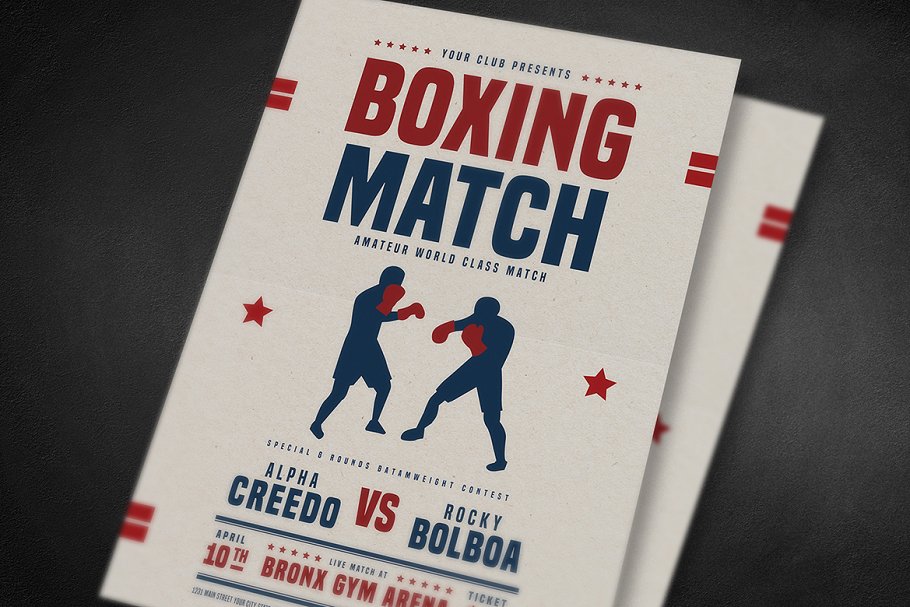 拳击比赛传单模板 Boxing Match Flyer #1
