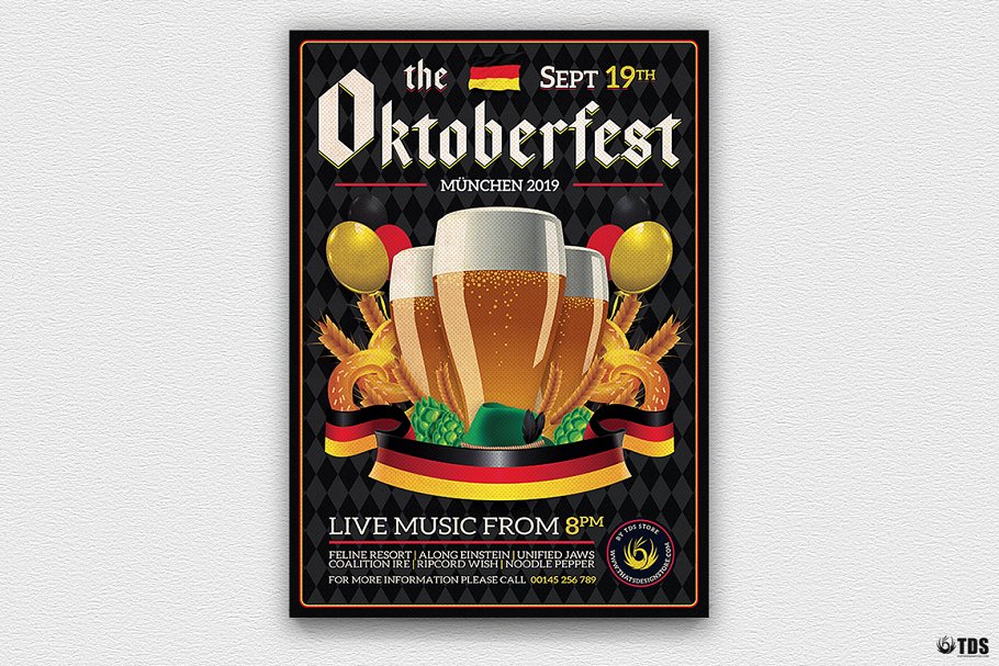 啤酒节传单PSD模板V12 Oktoberfest Flye