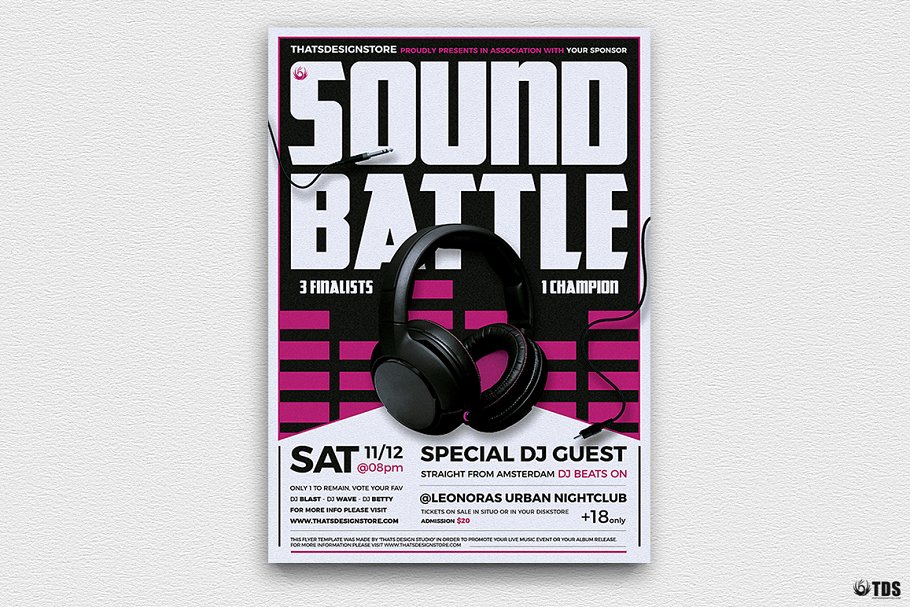 DJ对决海报模板3 DJ Battle Flyer #132