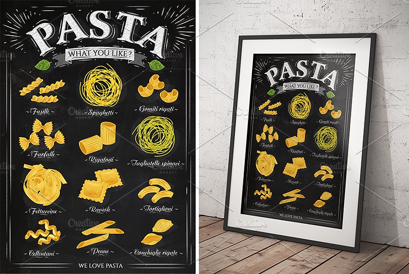 意大利面面馆海报模型 Pasta Poster #14170