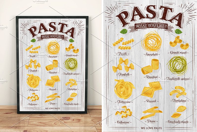 意大利面面馆海报模型 Pasta Poster #14170