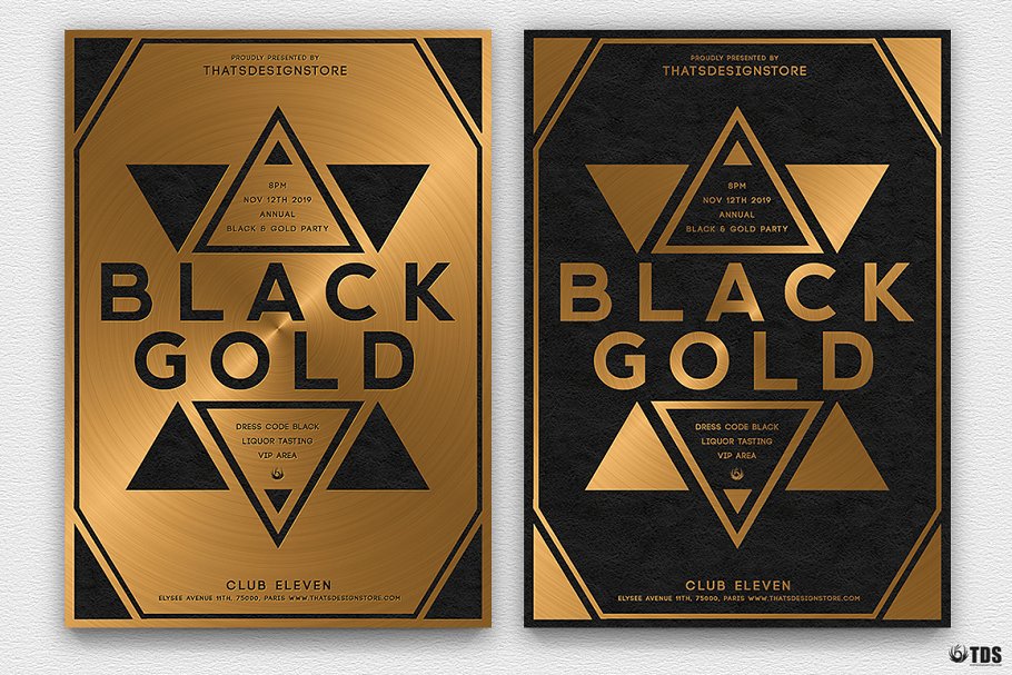 极简主义黑金海报模板 Minimal Black Gold